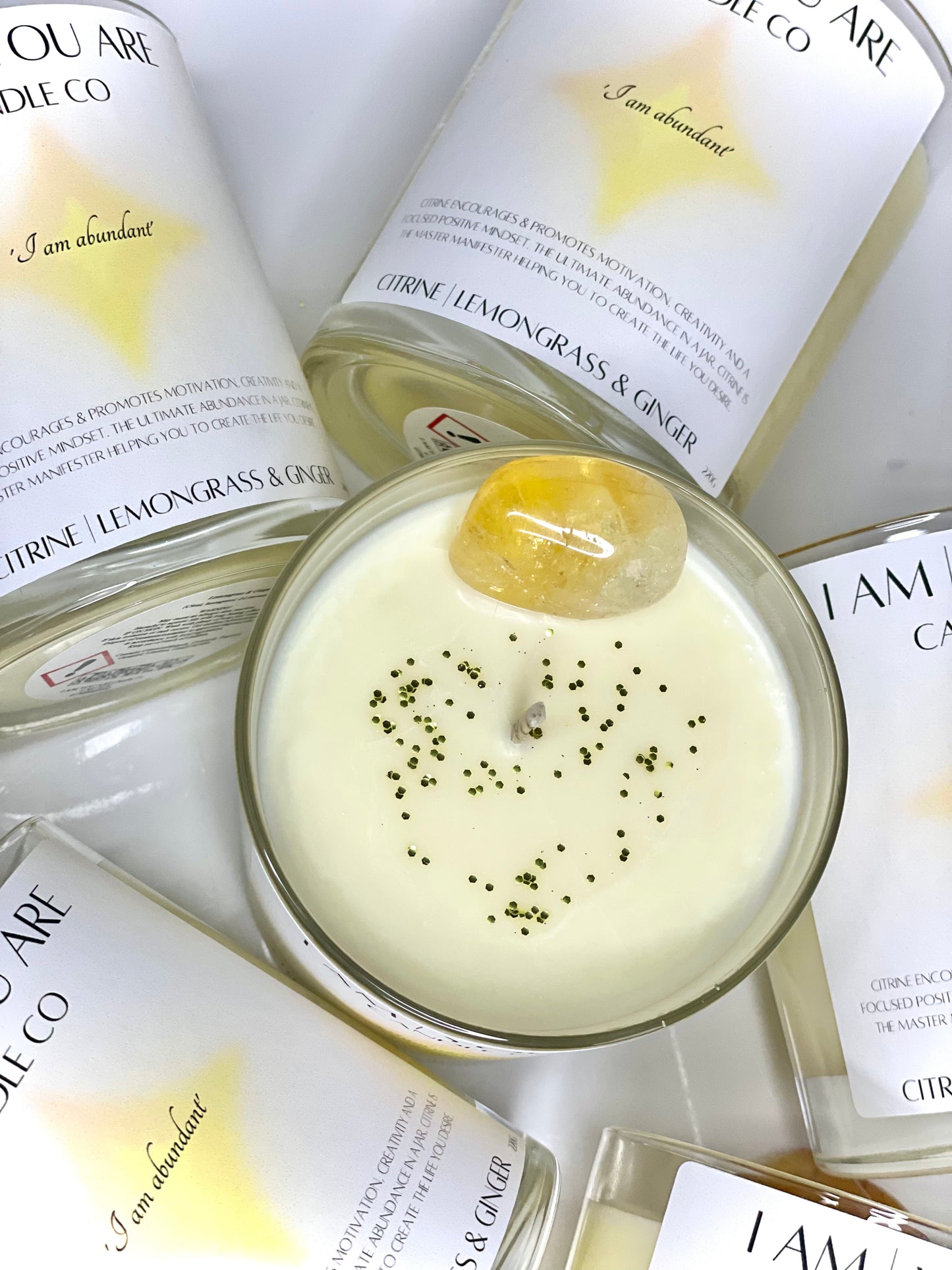 Citrine Affirmation Candle- 'I AM Abundant' 30cl