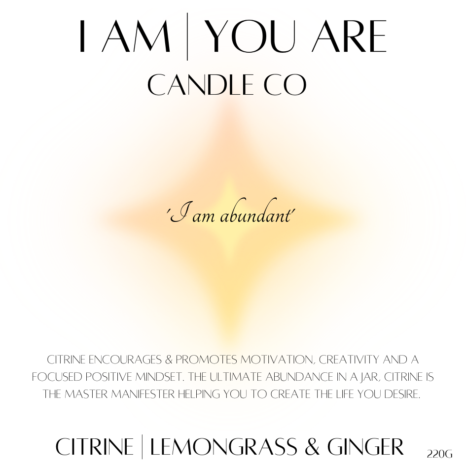 Citrine Affirmation Candle- 'I AM Abundant' 30cl